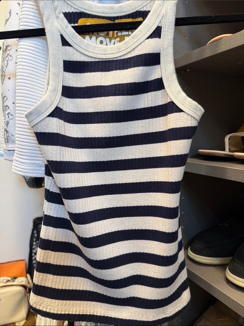 MOTHER women’s Navy & White Striped Ribbed Tank Top - Kids